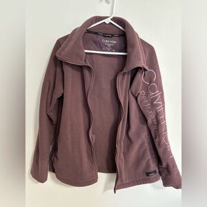 calvin klein dusty pink sherpa teddy zip up jacket with pockets